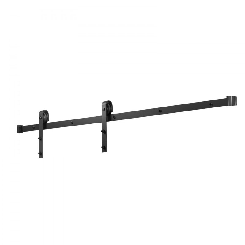 Ensemble de quincaillerie de porte de grange coulissante pour porte de grange coulissante simple, 78,7 po, Noir mat