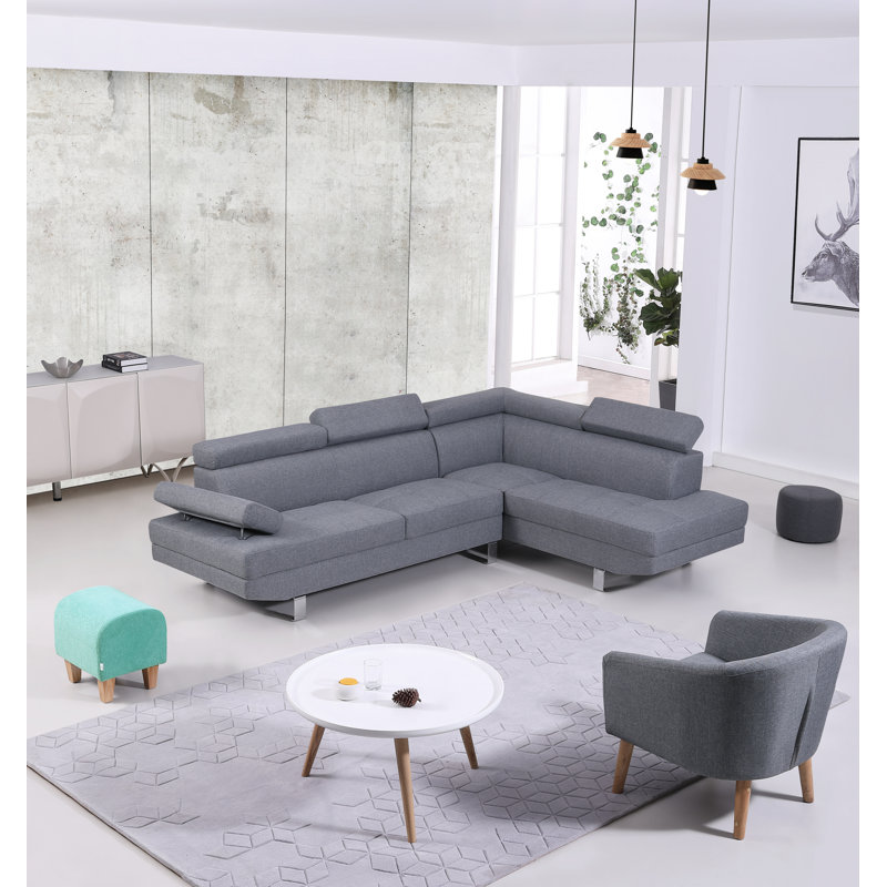 Steinway 103" Wide Sofa & Chaise, Light Gray, Right Hand Facing