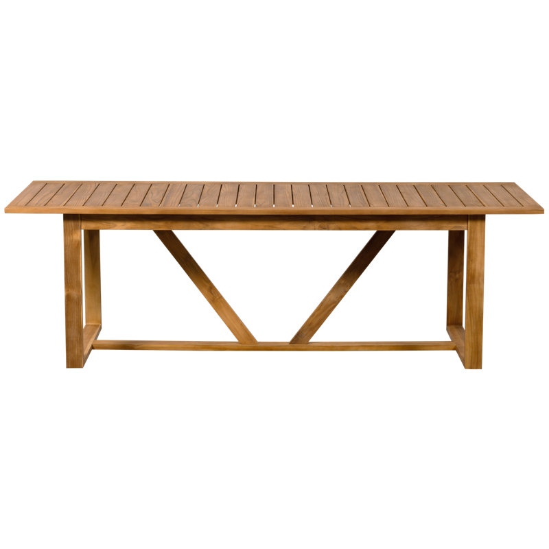 Beaver Rectangular Teak Solid Wood Outdoor Dining Table - 90 cm W 240 cm D