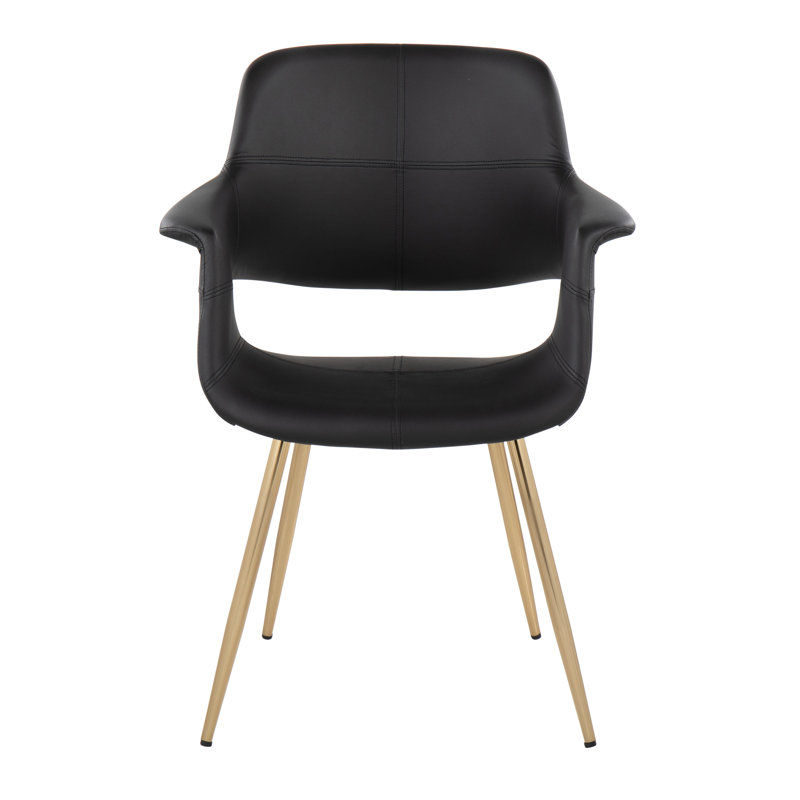 Fauteuil rembourré, Noir, Or