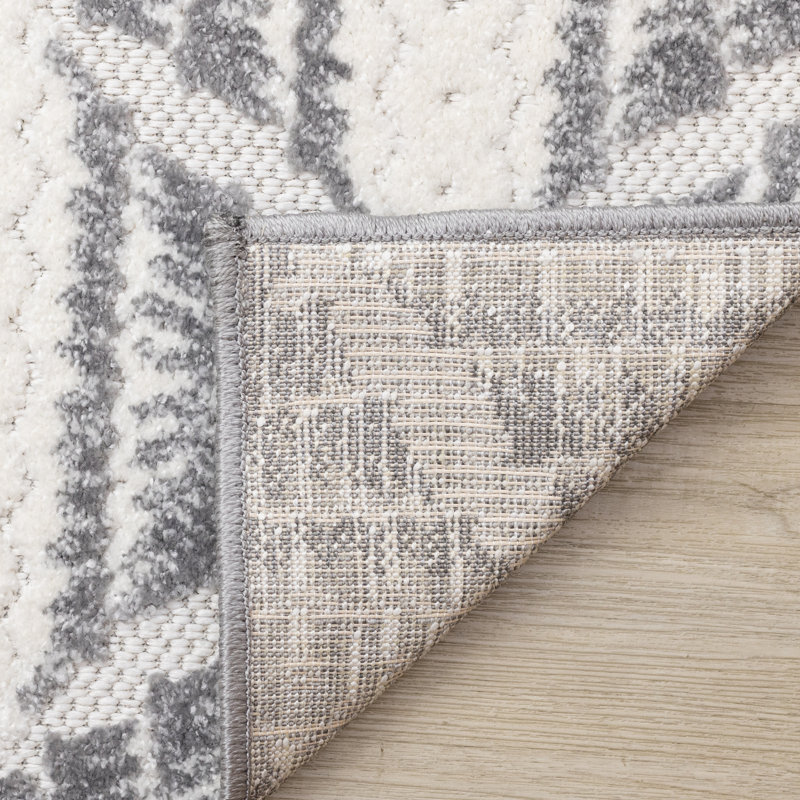 Tapis contemporain gris et blanc Jarrow, Rectangle 5 pi 3 po x 7 pi 7 po