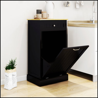 Armoire à ordures inclinable à un tiroir et à un compartiment pour une gestion efficace des déchets de cuisine et une optimisation de l'espace
