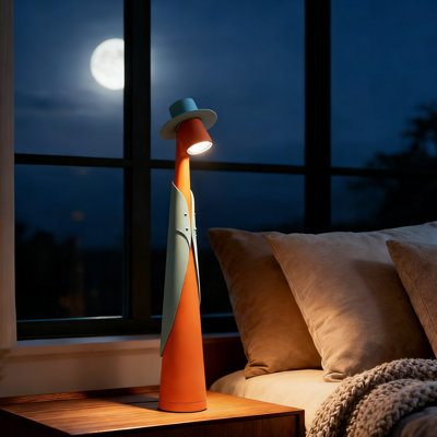 Lampe de table à conception sculpturale à DEL Gentleman, lampe tactile sans fil rechargeable avec lumière chaude à intensité variable, table de chevet moderne nordique pour chambre à coucher, salon et café