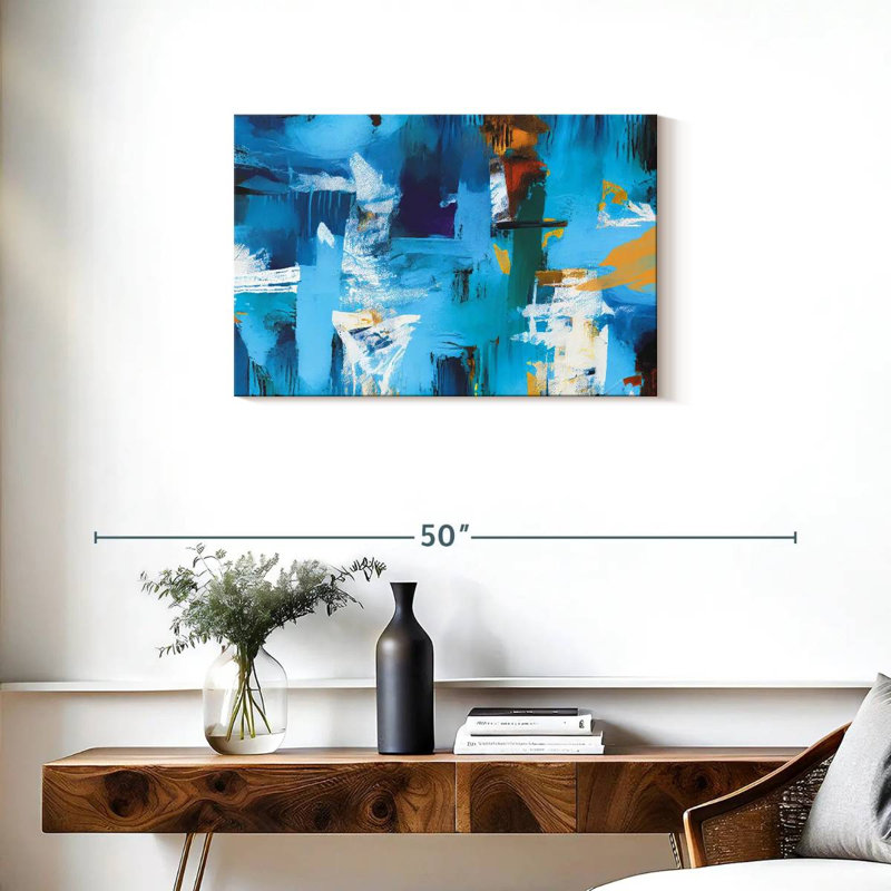 Avery, rayures abstraites sur fond bleu, H 20 po x l 30 po