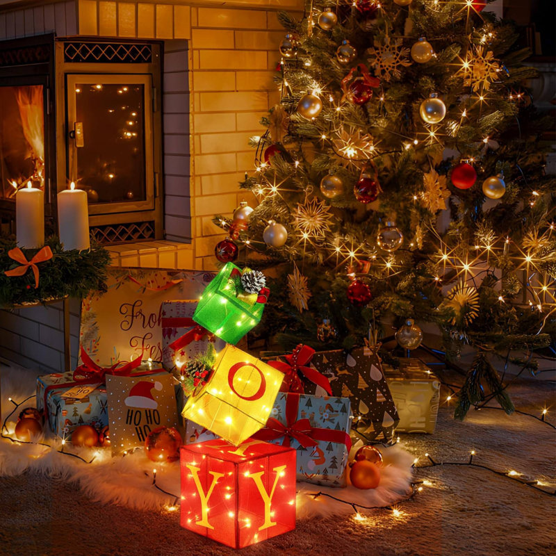 Ensemble de boîte-cadeau illuminable empilable 2,6 pi