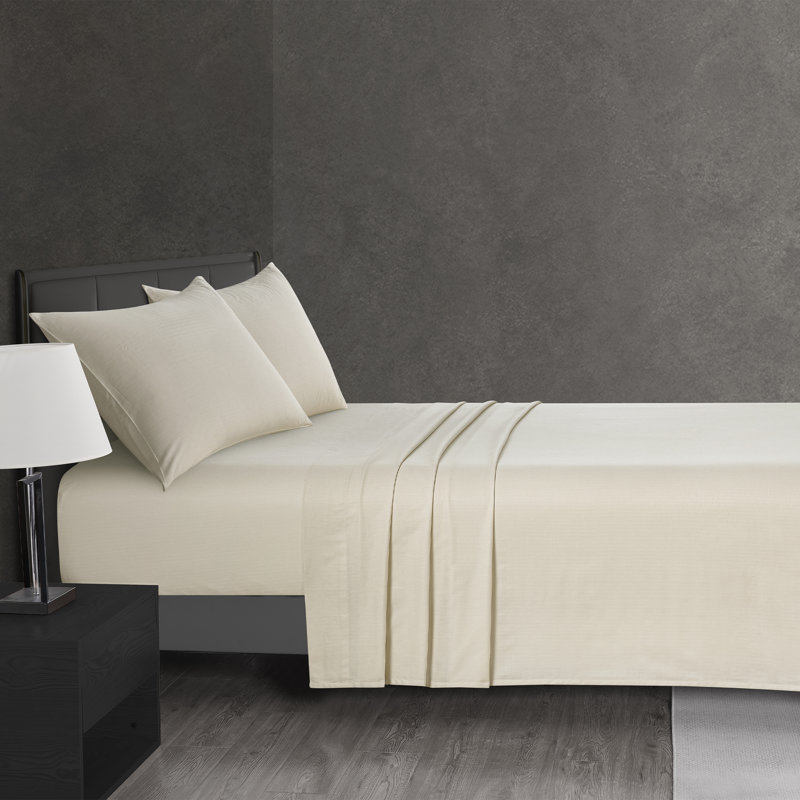 Perry Ellis Herringbone 4pc Sheet Set, Queen, Turtle Dove
