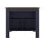 Îlot de cuisine bleu marine moderne, trois étagères pour casseroles, poêles et ustensiles, grand comptoir pour la préparation des repas, design à quatre pieds, matériau principal : panneaux de particules, profondeur d'une étagère ouverte : 71,5 cm, idéal pour la décoration de la salle à manger