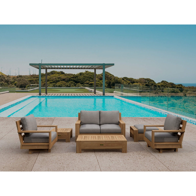 Madera Outdoor 15 - Piece Teak Conversation Set, Canvas Natural Sunbrella® Canvas