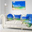 Photographie de paysage, plage tropicale avec coussin lombaire