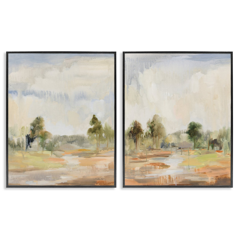 «Summer Rainstorm in the Woods», ensemble de 2 estampes numériques encadrées par Silvia Vassileva, H 30 po x l 24 po