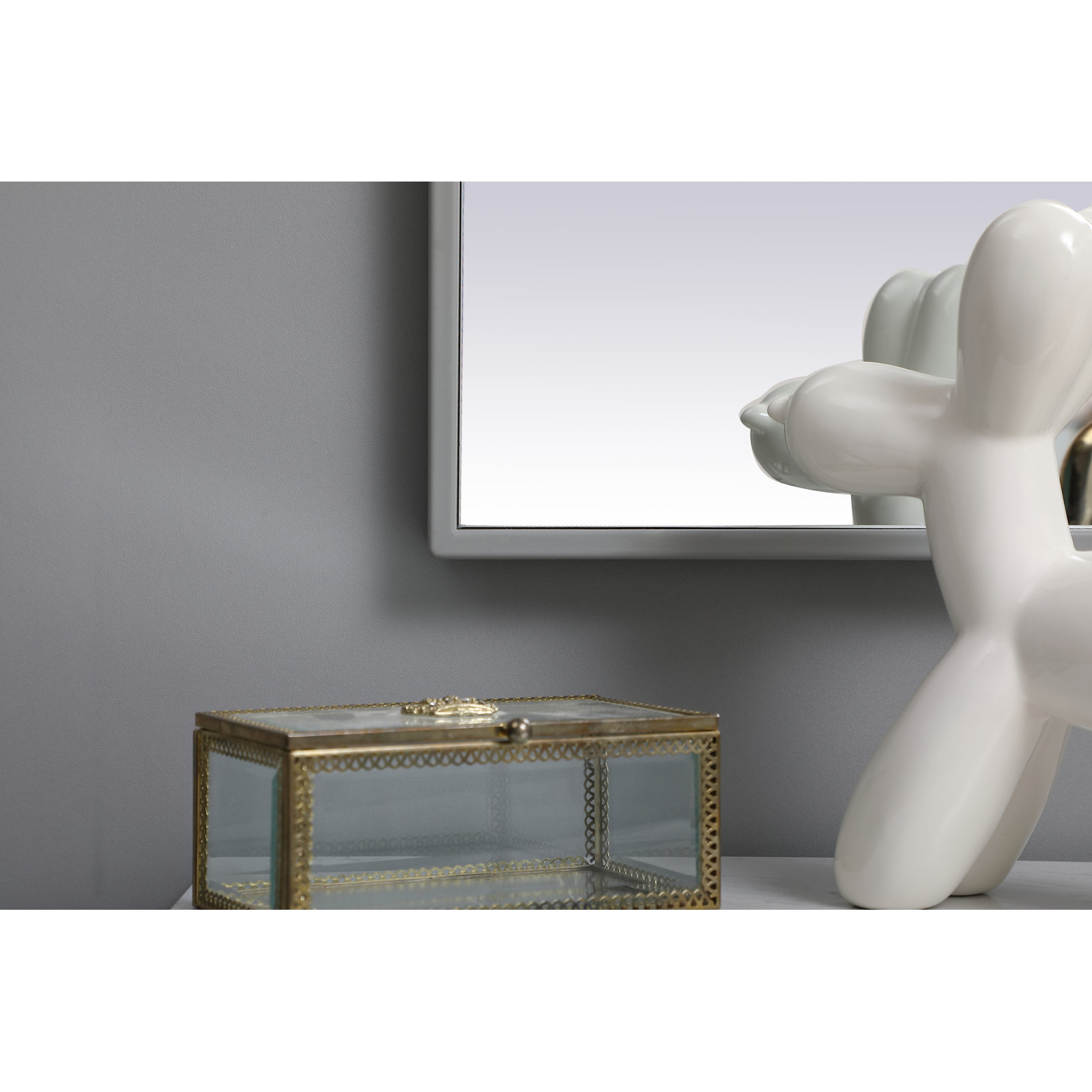 Sabine Metal Rectangle Wall Mirror, 60" x 24", Gray
