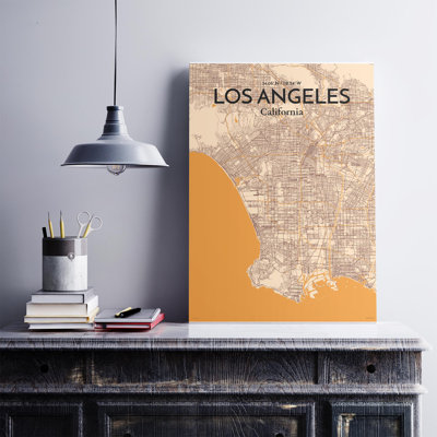 « los angeles city map », reproduction d’impression sur affiche