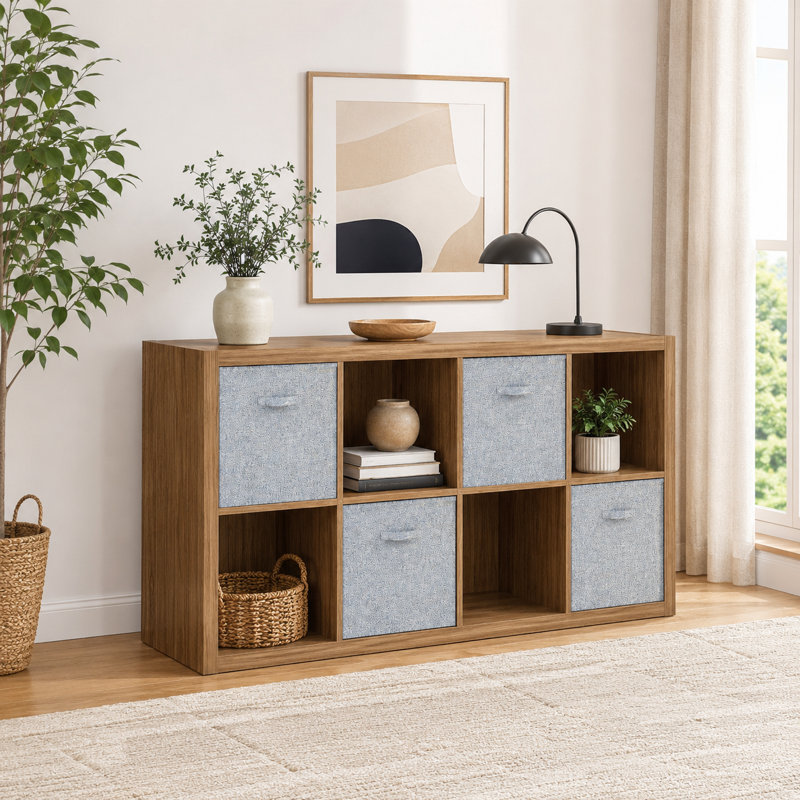 57.5" Walnut 8 Cube Bookcase