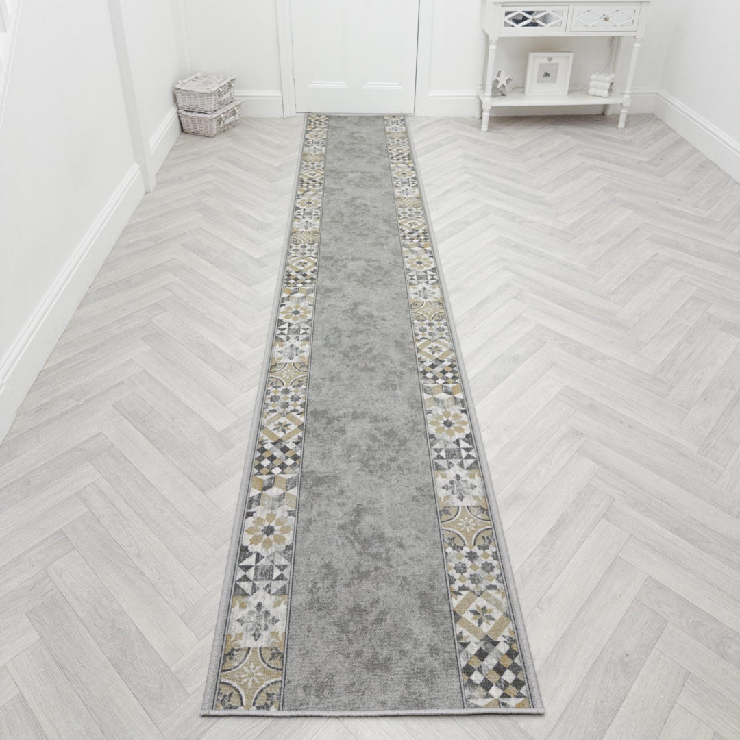 Murcia Grey Hallway Runner Rug – Hardwearing, Non-Slip & Durable Carpet for Hall, Kitchen & Corridor