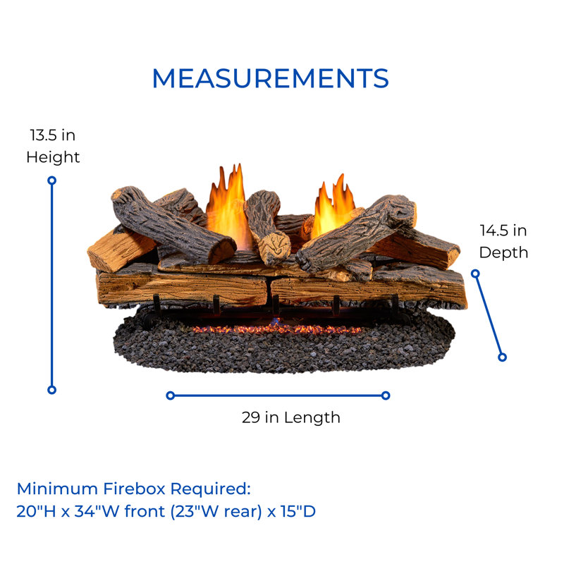 Duluth Forge Ventless Dual Fuel Gas Log Set, Split Oak, 33,000 BTU, Remote Control