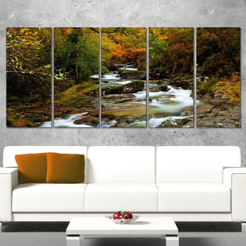 «Flowing River in Autumn», ensemble de 5 reproductions d'art sur toiles tendues