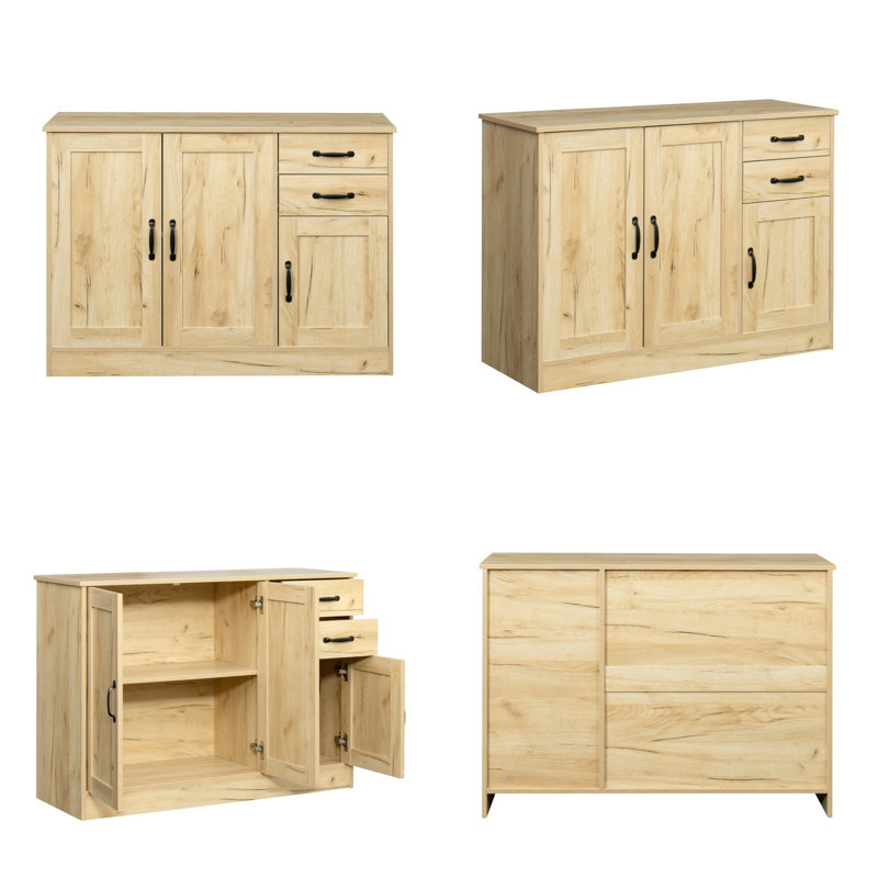 Buffet 43,3 po moderne en bois avec 2 portes et 2 tiroirs - Console de rangement avec tablette réglable, armoire de service pour la salle à manger, le salon ou la cuisine