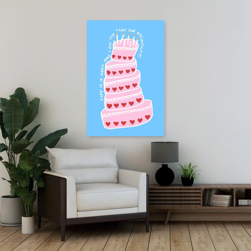 «Life Is A Party», art mural contemporain fantaisiste, H 36 po x l 24 po