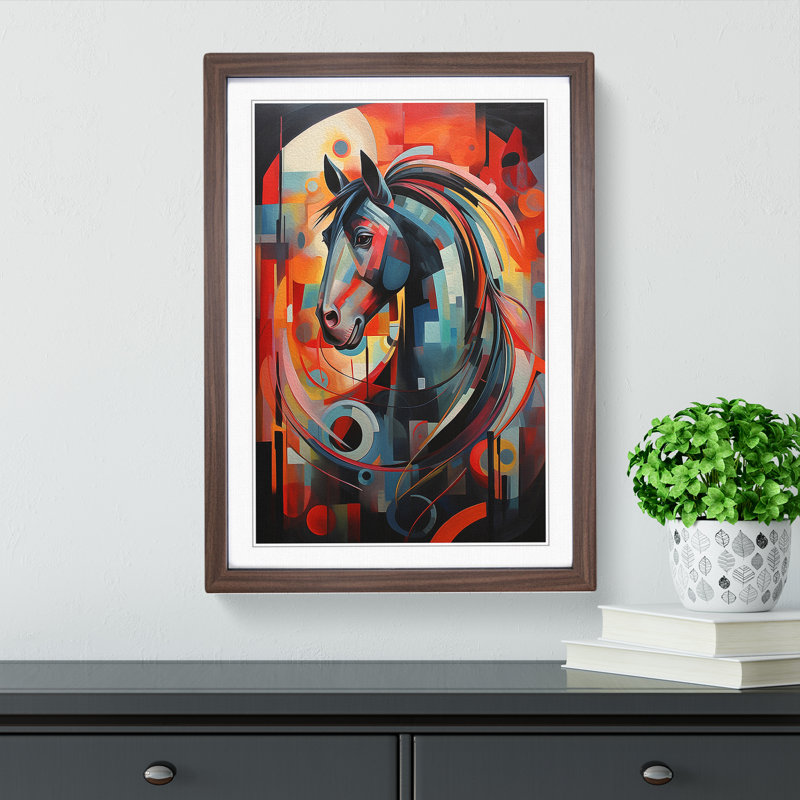 Horse Futurism Art - Framed Print, Walnut, 64cm H x 46cm W x 2cm D