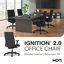 Chaise de bureau ergonomique en vinyle HON Ignition 2.0, inclinaison avancée, structure noire, noir-81753454-120151193-120151190