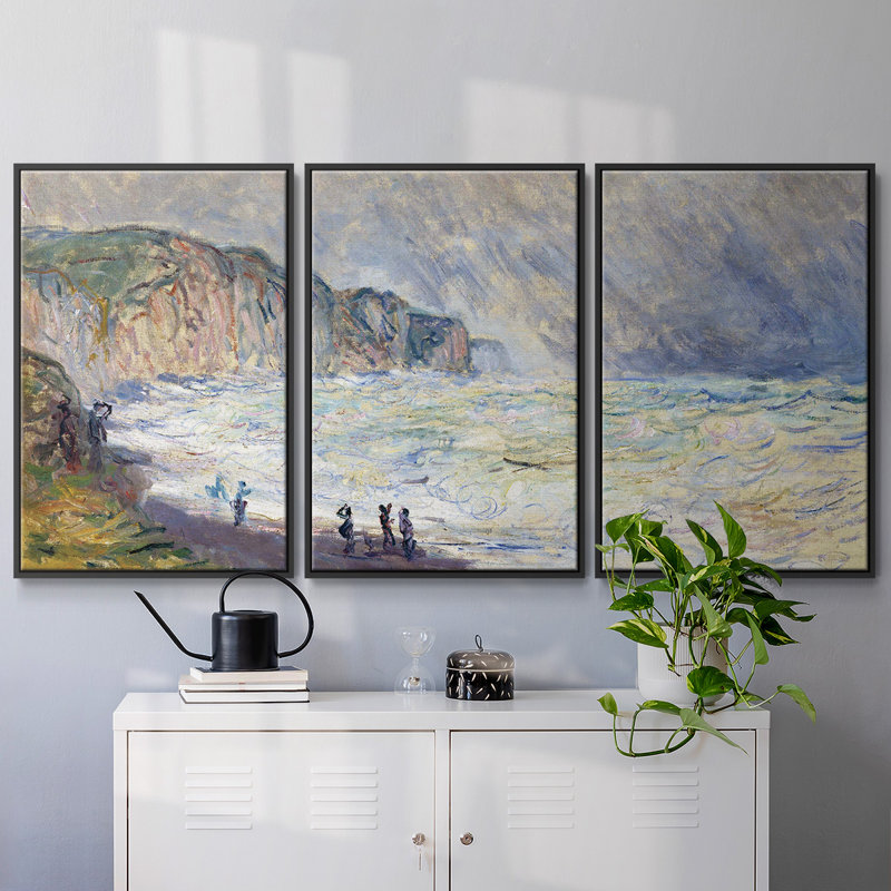 Monet - Toile encadrée multi-pièces, H 40 po x l 78 po x P 2 po, Cadre noir