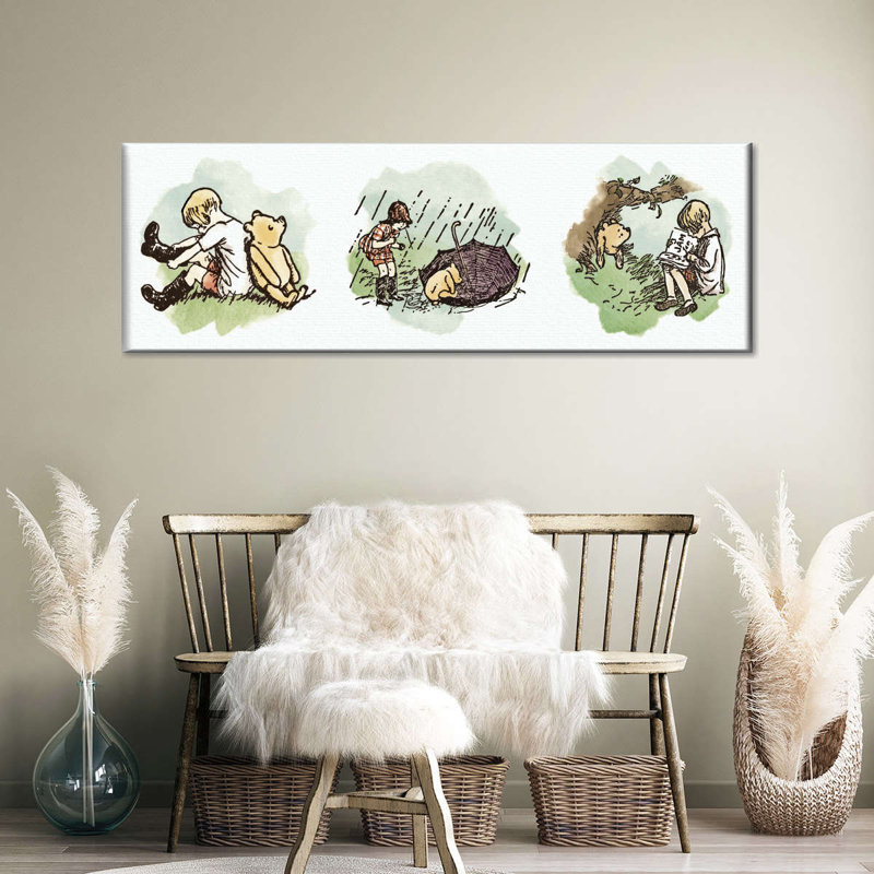 Winnie l'ourson et Christopher Robin sur toile, H 8 po x l 24 po x P 1 po