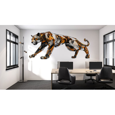 Geometric Panther Wall Art Low Poly Big Cat Modern Decor 365Mv