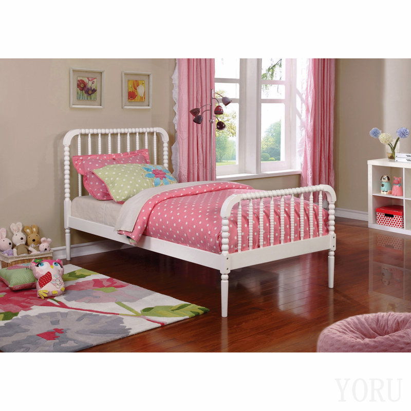 White Wood Twin Open Frame Bed