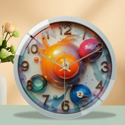 Horloge murale colorée avec design unique et art numérique - horloge murale moderne en verre 12 po