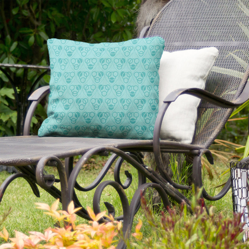 Patricia Geoffrey Geometric Outdoor Reversible Throw Pillow, 16" x 16", Teal, UV Protected