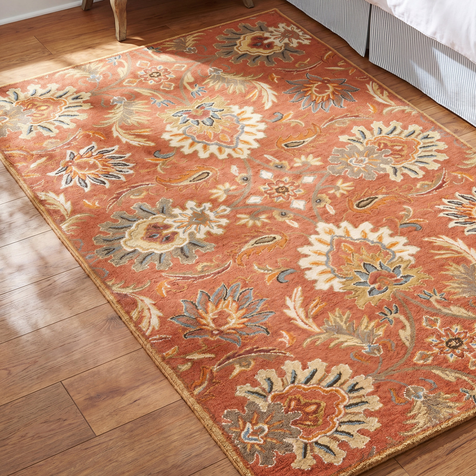 Aaron Terracotta Orange Hand-Tufted Wool Rug, Rectangle 10' x 14'