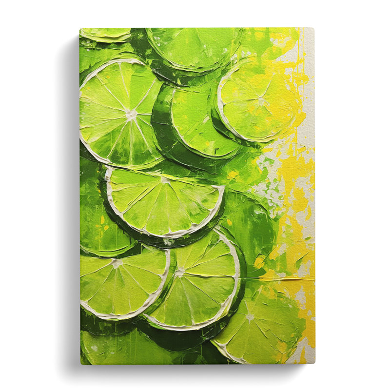 Sliced Lime Gestural - No Frame Print, 50cm H x 35cm W x 3cm D