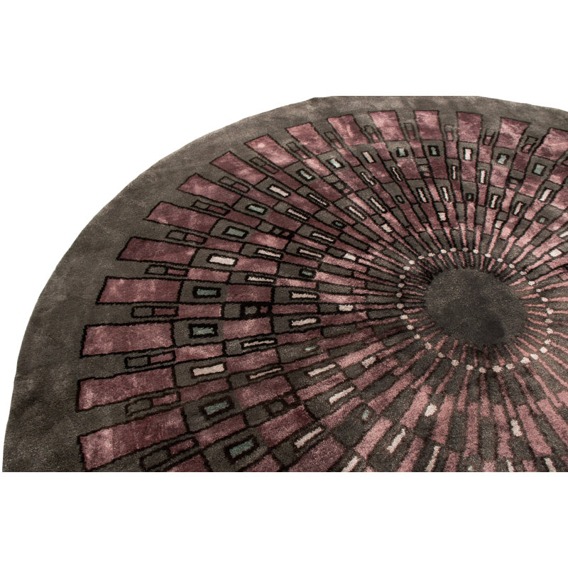 Rug & Kilim’S French Art Deco Circle Rug With Purple Geometric Pattern, Rectangle 8' x 10'