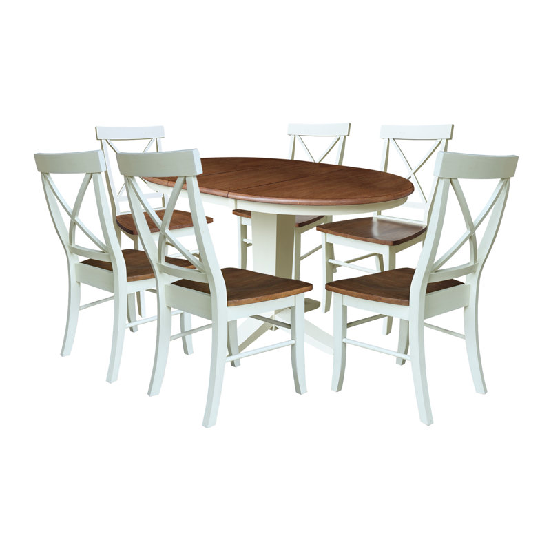 Ensemble de salle à manger extensible Drinnon, Noyer blanc / écorce, 7