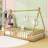 Twin Wooden Tent-Shaped Teepee Floor Bed-882921736