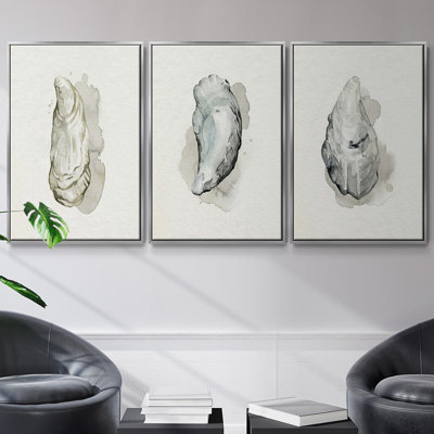 Oysters On The Bay I, ensemble de 3 toiles encadrées sur toile