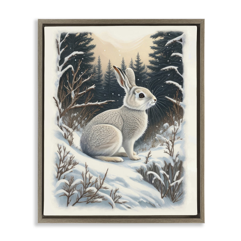 «Rabbit in Winter Forest», art mural sur toile par Denise Dundon, H 21 po x l 17 po x P 1,7 po