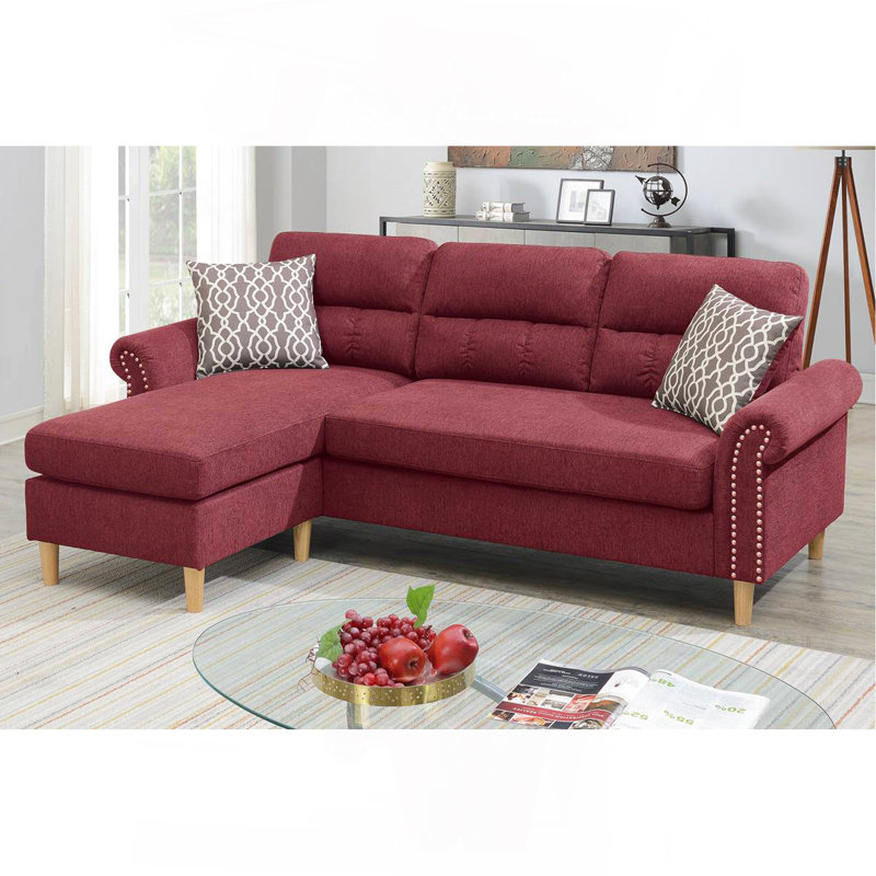 Ensemble de canapé modulaire réversible en polyfibre rouge, Rouge