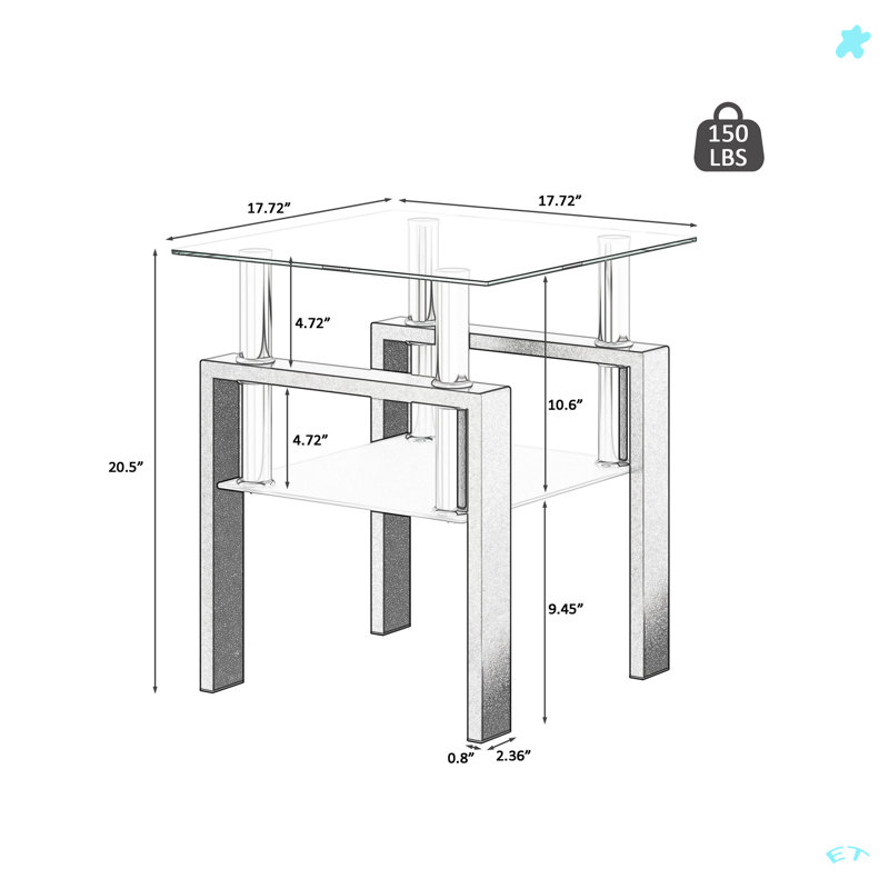 Table basse Modern, Transparent, Noir / blanc