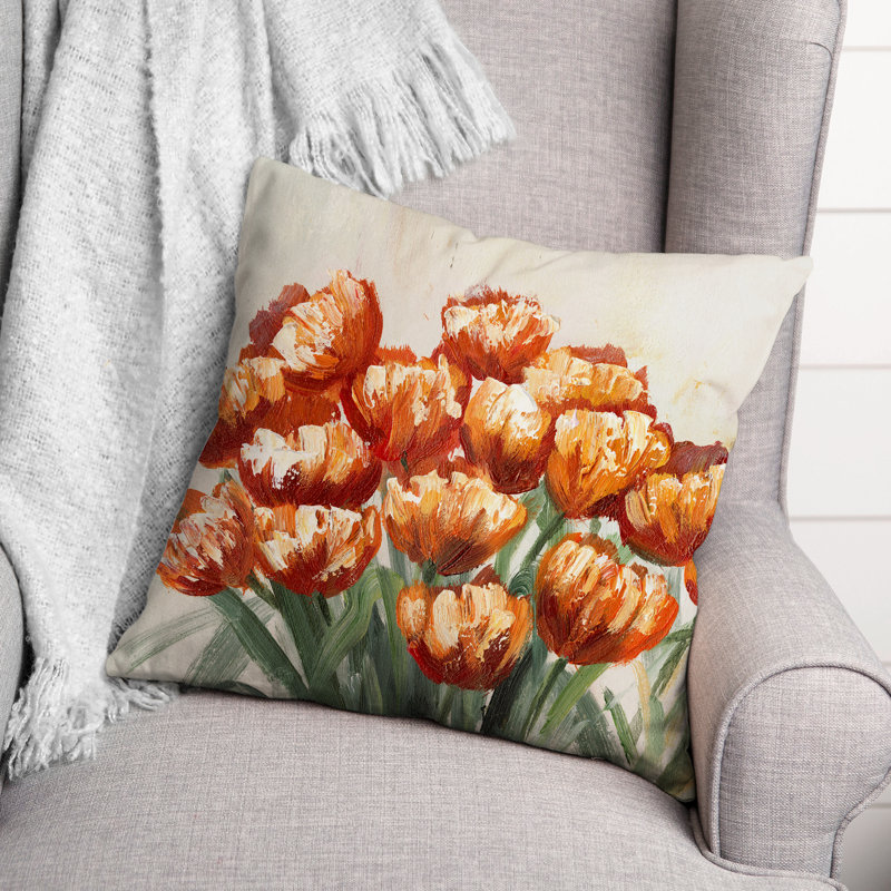 Floral Throw Pillow, 20" H x 20" W