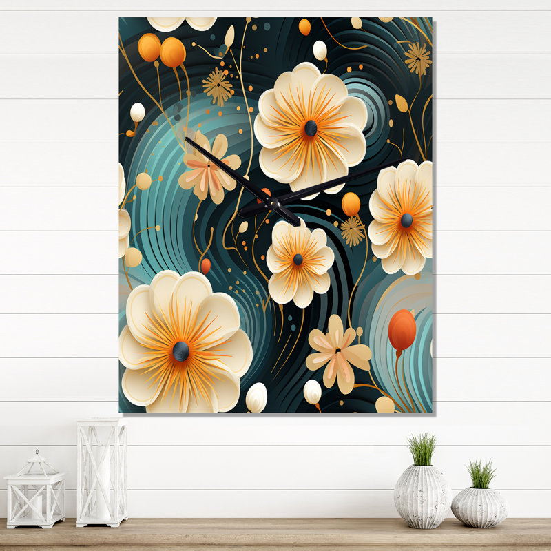 Jamica - Horloge murale florale, Grand