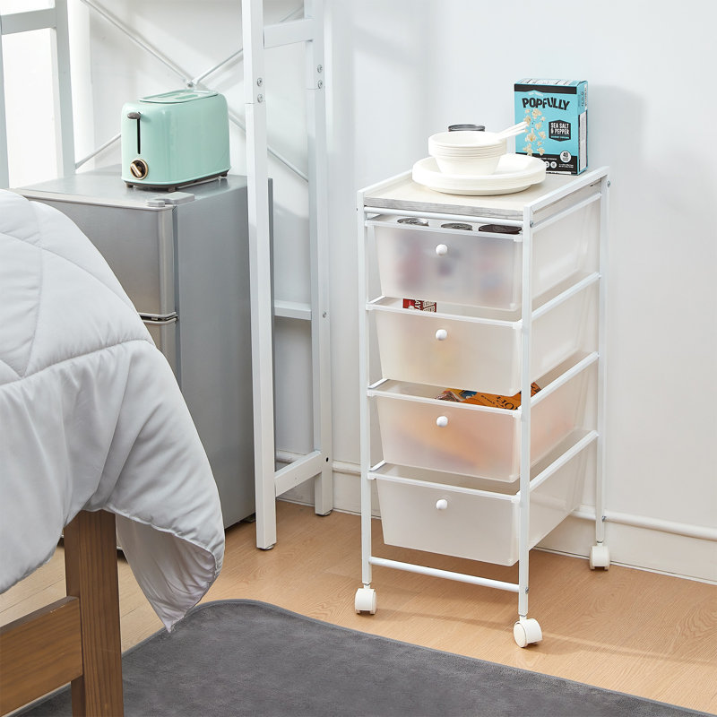Commode de rangement roulante 4 tiroirs Suprima, Transparent