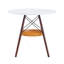 Table de salle à manger circulaire de 31,5 pouces de diamètre, plateau de table en panneau de fibres à densité moyenne blanc, pieds en bois massif de noyer, avec structure de panier de rangement suspendue. Une table basse décontractée pouvant accueillir de 2 à 4 personnes.-1533442899