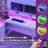 55'' L-Shape Computer Desk With LED Lights, Power Outlets & Drawer Shelves-419479128