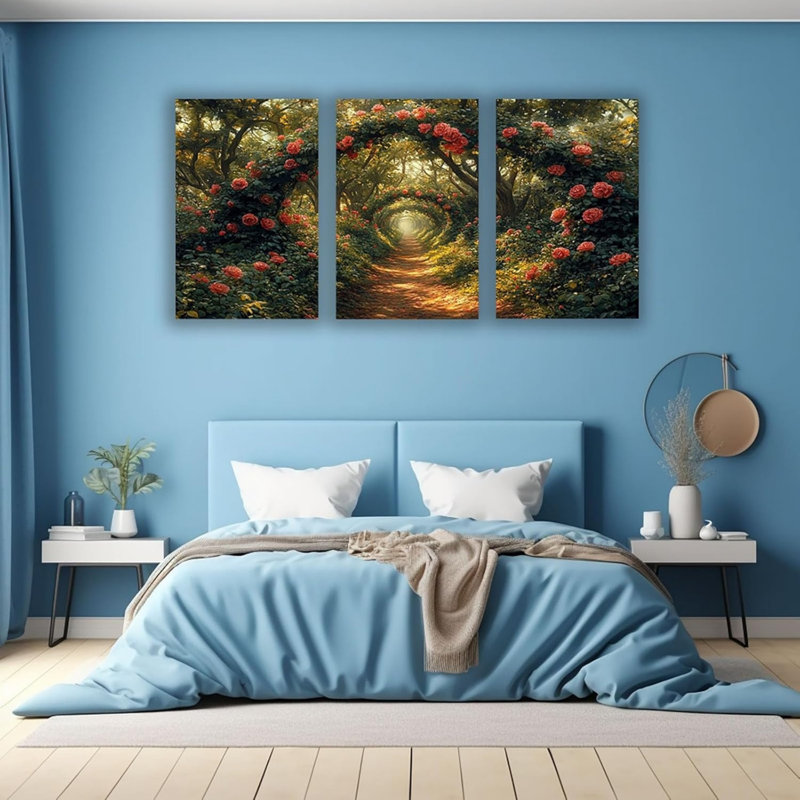 Toile à motif de dégradé de ciel, 3 pièces de 16 x 24 pouces pour chambre d'enfant