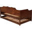 Lit de jour simple avec lit gigogne, bois de cerisier, silhouette classique moderne, panneau décoratif, grain de bois naturel, lit gigogne pour un espace de couchage supplémentaire dans la chambre à coucher