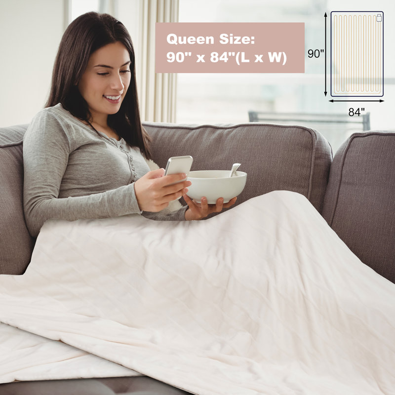 Jeté en flanelle , Beige, L 84 po x L 90 po