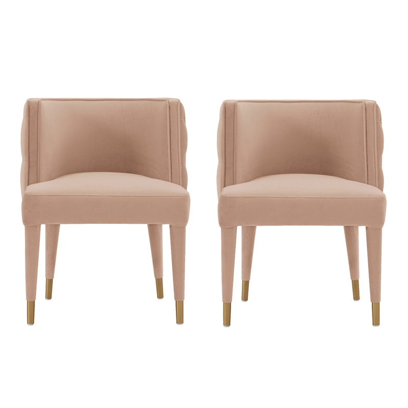 Lieven Tufted Velvet Side Chair Dining Chair, Nude, 2