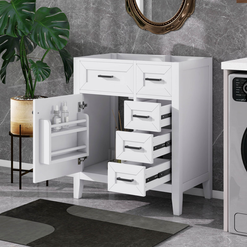 Meuble-lavabo de 30 po sans lavabo supérieur, base d'armoire seulement, armoire de salle de bain à 3 tiroirs, une porte avec tablette