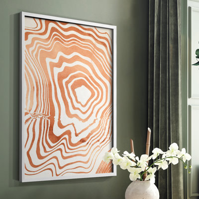 «Wood Grain Suminagashi I», reproduction encadrée - bois massif